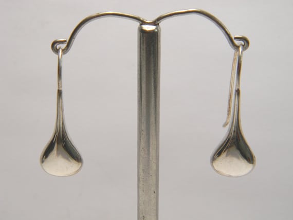 Puffy Teardrop Dangle Earrings Solid 925 Sterling… - image 1