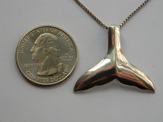 Vintage 925 Solid Sterling Silver Medium Whale Ta… - image 4