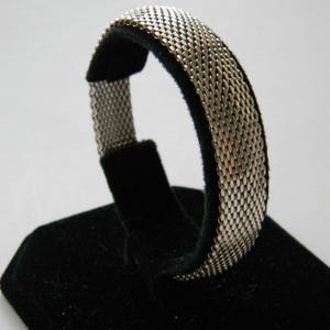 Pulsera de plata de ley maciza 925 con malla flexible de Godfrey Carter firmada en los años 90, de 1/2 pulgada y 39,6 gramos, estilo vintage