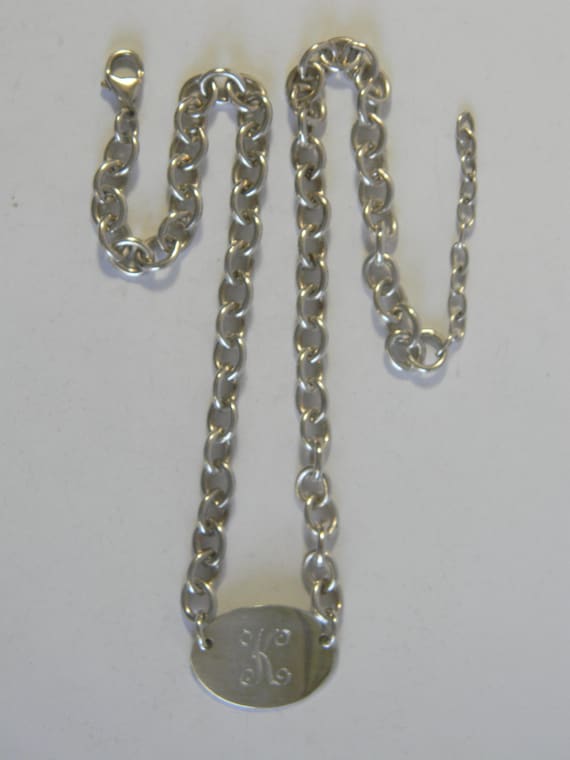 Sterling Silver Initial K Necklace, Oval Pendant,… - image 6