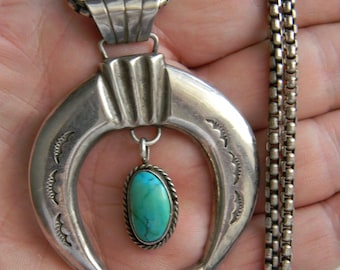 Native American Navajo Sterling Silver Naja Pendant Signed 1