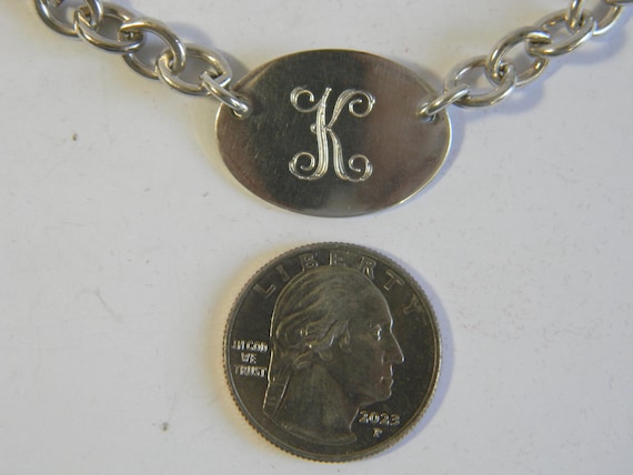 Sterling Silver Initial K Necklace, Oval Pendant,… - image 4