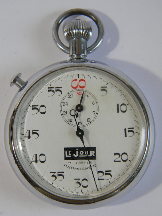 Vintage 1950s Swiss Le Jour 7 Jewel Antimagnetic Stop Watch in