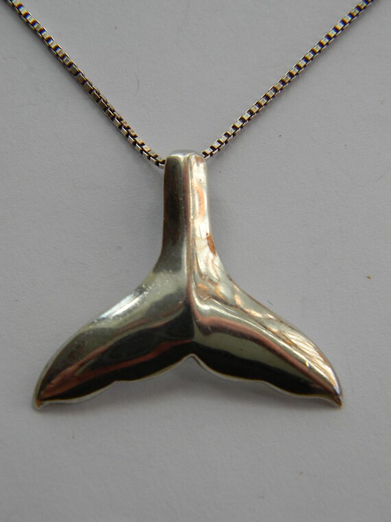 Vintage 925 Solid Sterling Silver Medium Whale Ta… - image 2