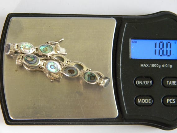 Abalone Shell Solid Sterling Silver, Oval Link Br… - image 10