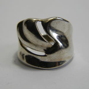 Vintage Open Ribbed Modernist Wave Ring Size 6.5 Sterling Silver 925