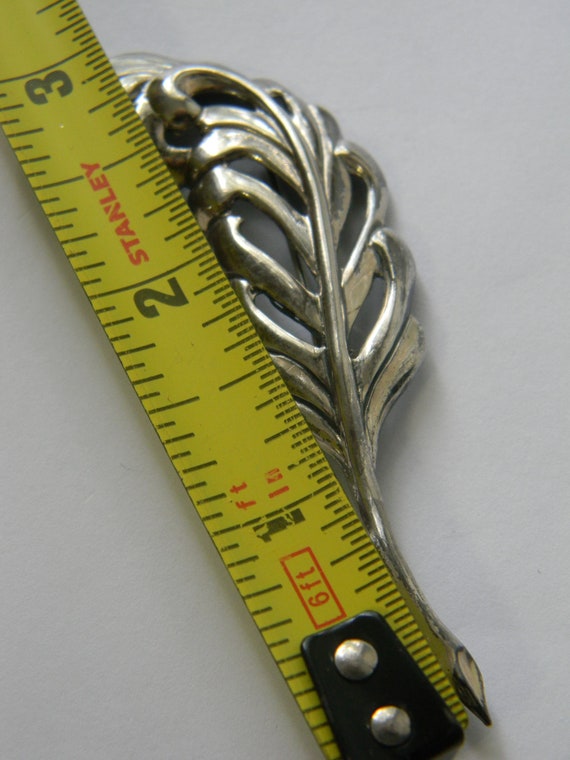 Lang Sterling Silver 1940s Feather Quill Brooch C… - image 3