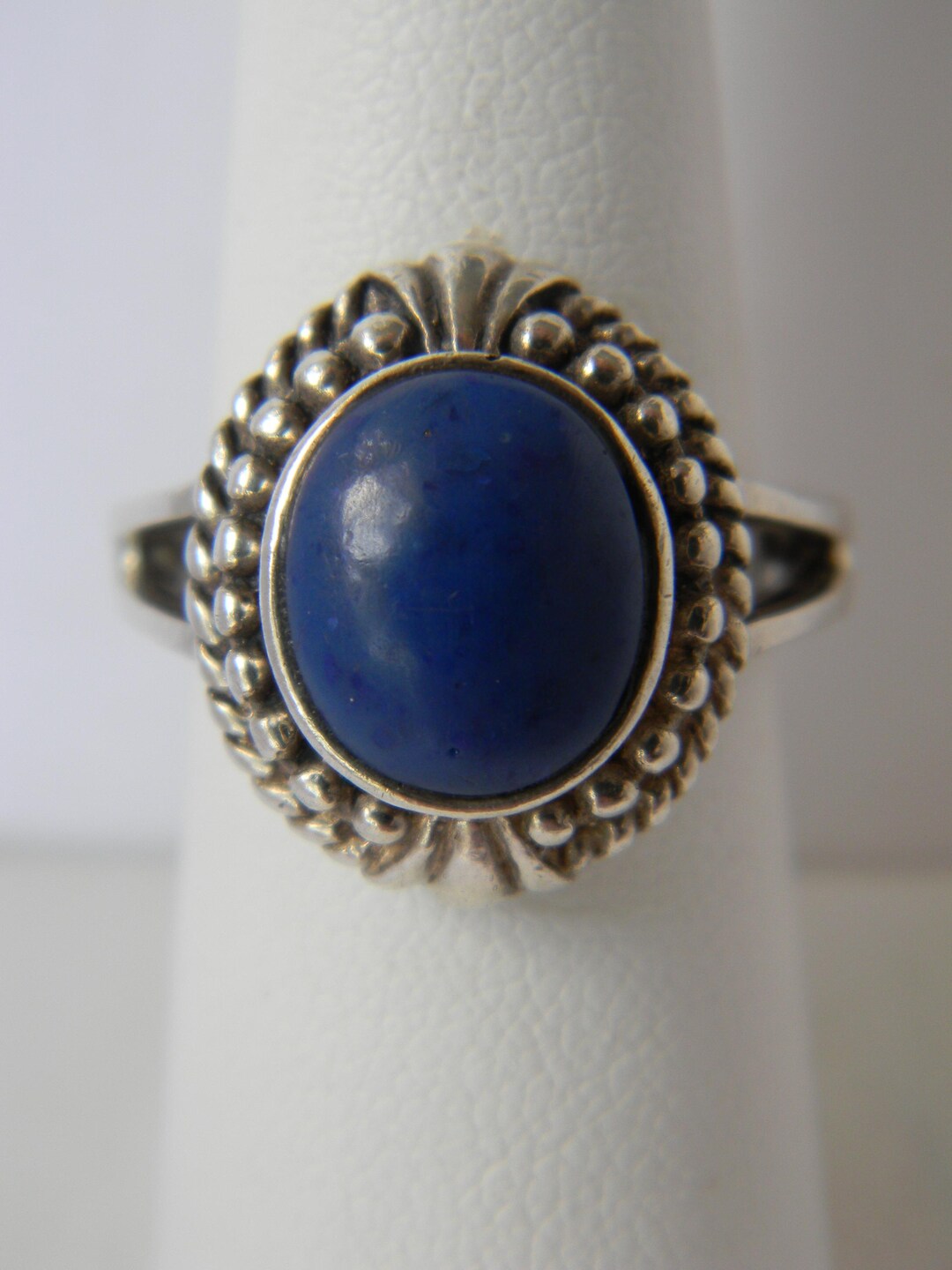 Vintage Han Blue Lapis Lazuli Solitaire Ring 925 Sterling Silver Rope ...