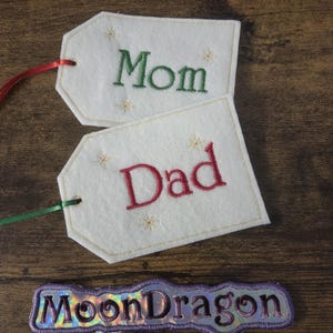 Personalized Christmas Gift Tags, Custom Embroidered Holiday Labels, Reusable Felt name tags or Stocking tags
