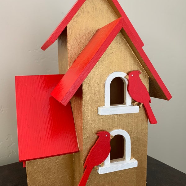 Christmas Cardinals Birdhouse Condo