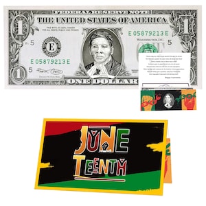 Décimo primeiro presente de cartão comemorativo e dólar oficial. 1,0 dólar real. Cada nota vem com um décimo primeiro titular da moeda e um poema.