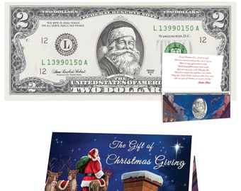 Official Santa Claus 2.0 Bill. Red Rosy Cheeks. Real USD. Bankable & Spendable. Perfect Stocking Stuffer. Letter From Santa Gift Package
