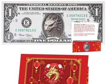 Chinese New Year Lucky Money, Year of the Dragon, Lucky Red Envelope, Chinese Zodiac, Chinese Tradition, Chinese Fortune, Real 1.0 USD