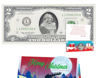 Official Santa Claus 2.0 Bill. Real USD. Bankable & Spendable. Perfect Stocking Stuffer. Letter From Santa Gift Package Affordable Gift.