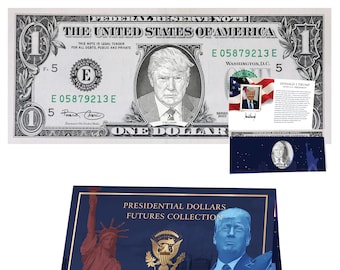 Donald Trump Official Dollar Bill w/ Presidential Currency Card. Presidential Futures Collection - REAL USD!