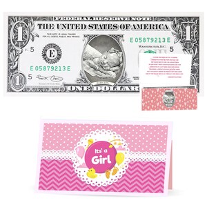 Nouveau dollar officiel pour petite fille. Réel 1,0 USD. Chaque billet est livré avec une carte v, un porte-monnaie et un nouveau poème pour bébé