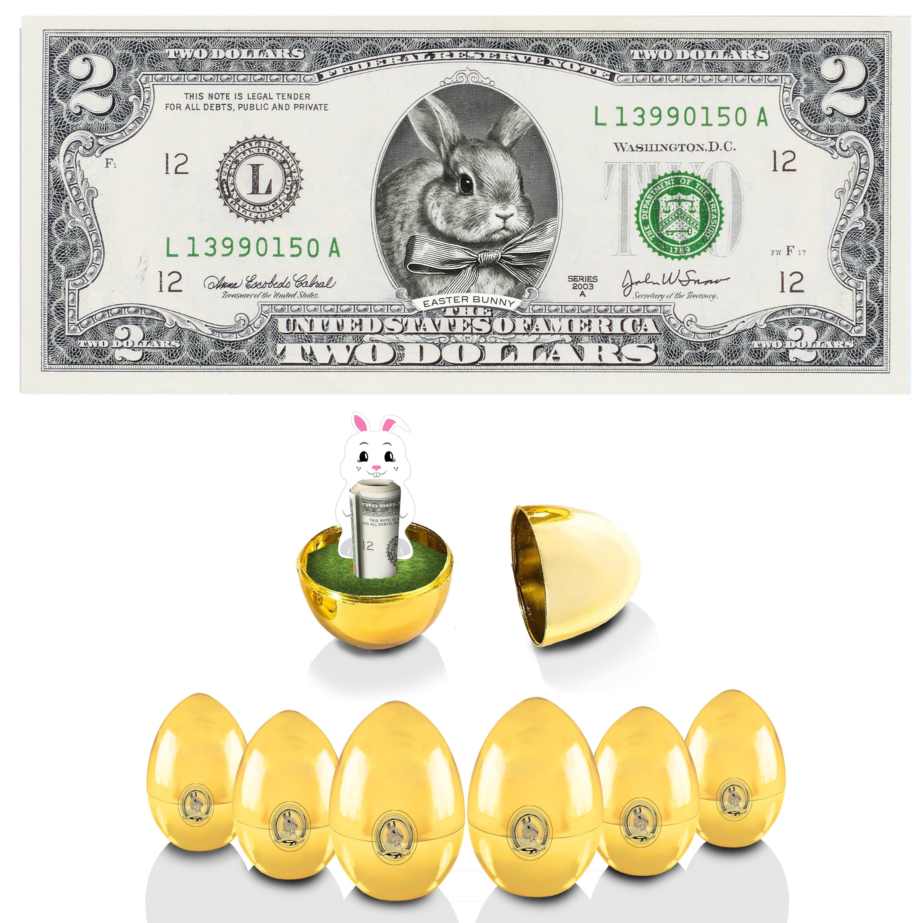 The Official Easter Bunny Dollar Bill With Golden Eggs Value 6 Pack ...
