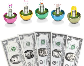 Easter Dollar Bills 2.0 Variety Pack with Metallic Eggs. Easter Gift, Easter Basket Stuffer. 5 Eggs Included