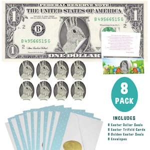 Pacote de presente de kit de notas de dólar de coelho da Páscoa com cartões de felicitações de Natal. Selos e envelopes de Páscoa Selos de Páscoa por dinheiro *Sem dólares incluídos*