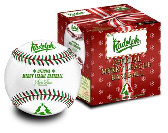 Merry League Baseball Gift. The Official Baseball of Christmas. Stocking Stuffer. Christmas Collectible Baseball. Pitcher Batter Catcher.