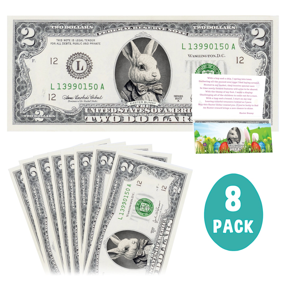 The Official Easter Bunny Dollar Bill 8-pack V2. Real 2.0 USD Dollars ...