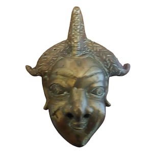 Antique Miniature African Brass Passport Mask Pendant-Antique Africa Jewelry