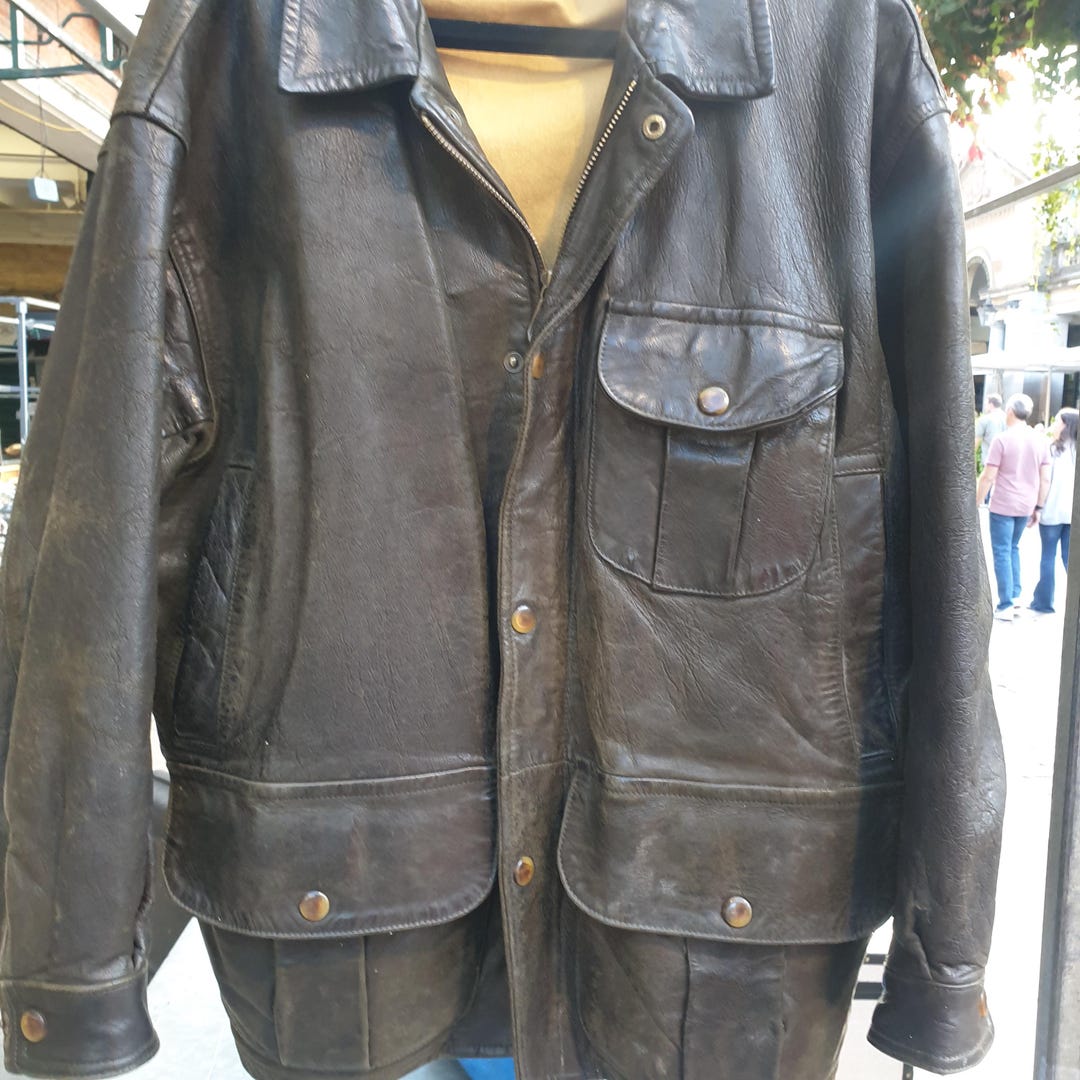 Vintage Nautica Leather Jacket Size 42 | Brown Genuine Leather