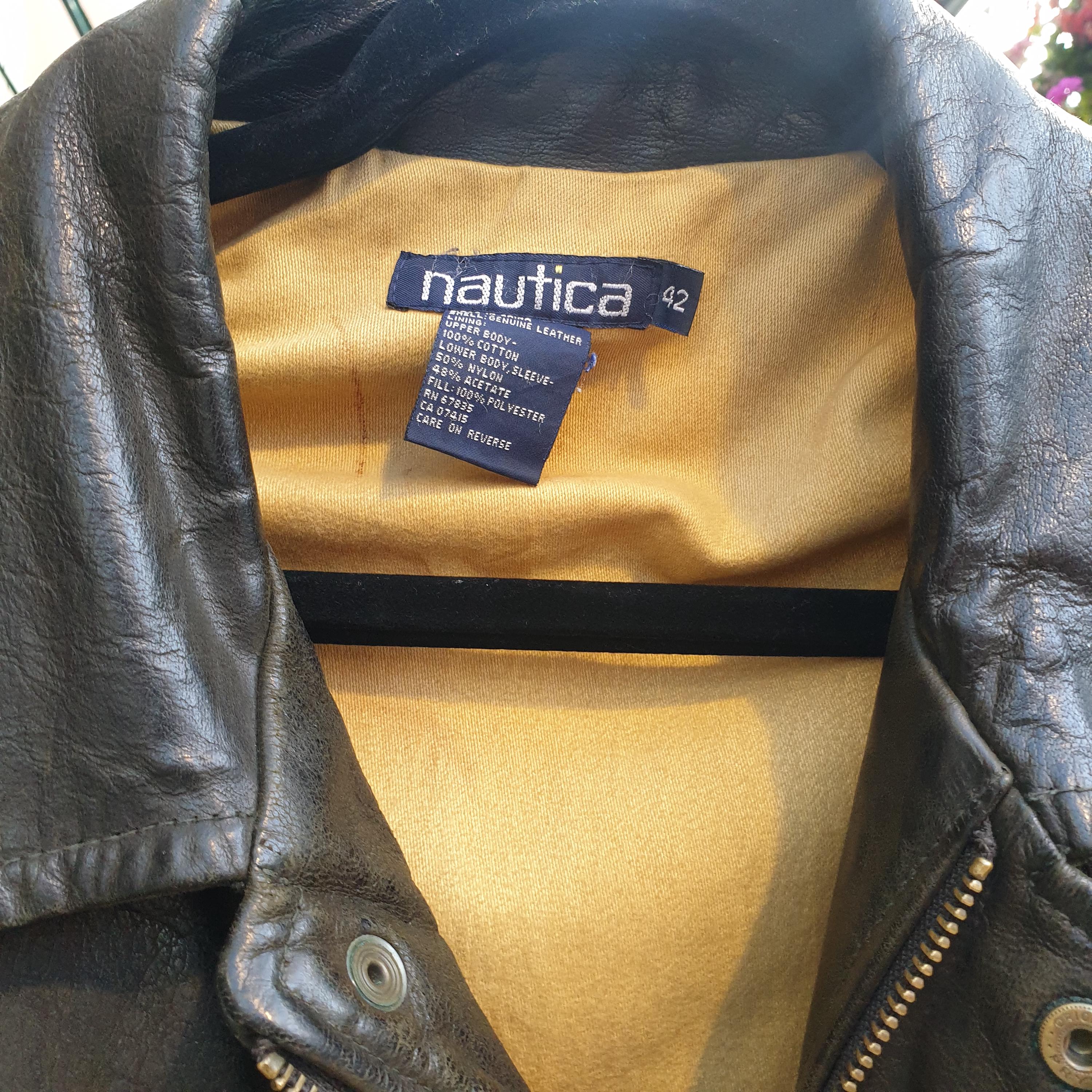 Vintage Nautica Leather Jacket Size 42 | Brown Genuine Leather 