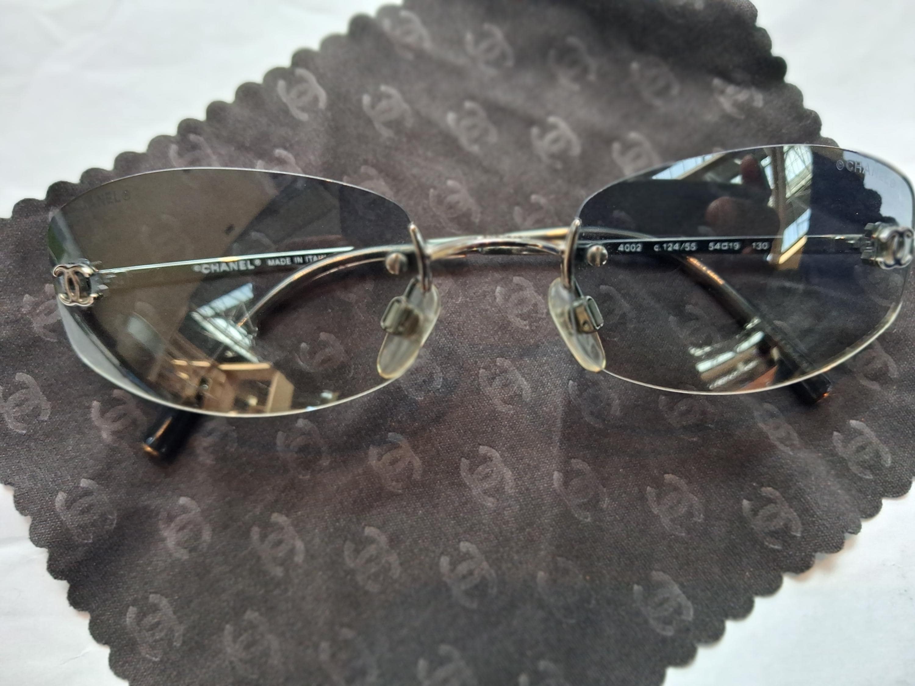 Vintage CHANEL 4002 Rimless Sunglasses // Blue Gradient Lenses