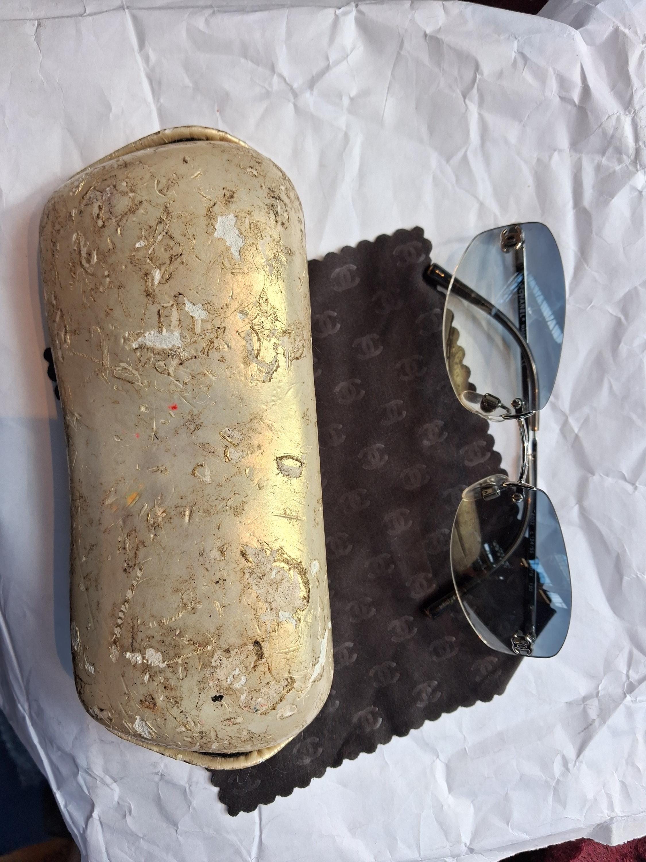 Vintage CHANEL 4002 Rimless Sunglasses // Blue Gradient Lenses