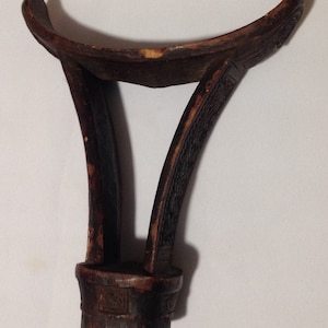 African Tribal Ethiopian Carved Wooden Headrest, Ethnographic Antique Headrest for Turkana/Samburu/Rendile Men, Hand Carved Wooden Headrest