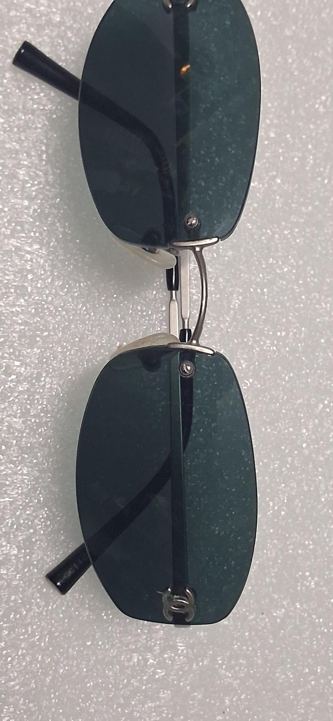 Vintage Chanel Rimless CC Logo Sunglasses // Gunmetal Frameless
