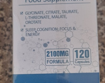 Magnesium 6-in-1 Complex Capsules - 120 Food Supplement Pills for Sleep, Cognition, and Energy, Glycinate, Citrate, Taurate, Malate, L-Threo