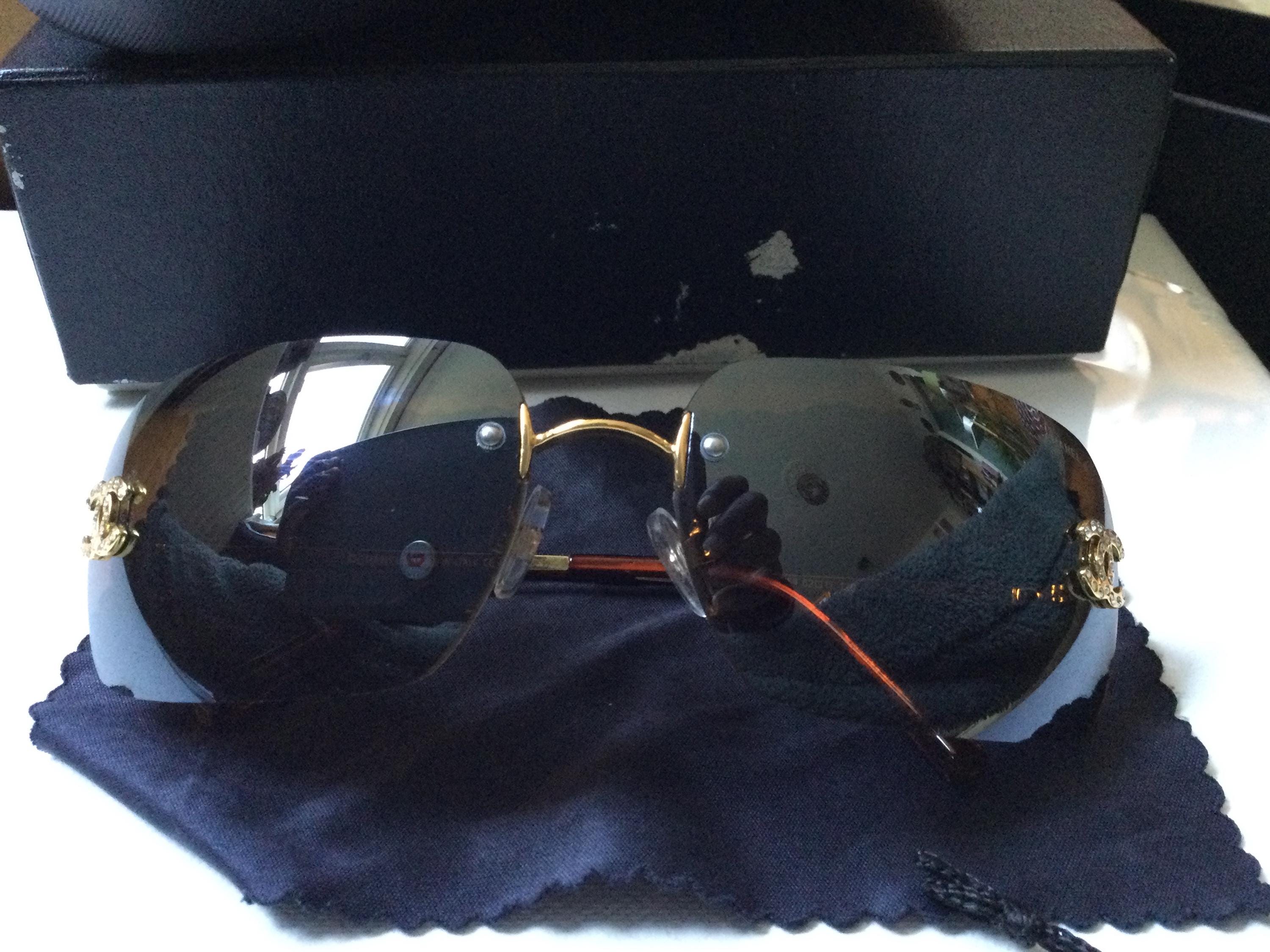 Chanel Rimless Sunglasses Rhinestone - Etsy