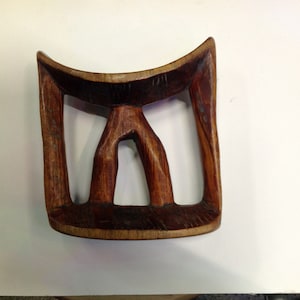 African Tribal Ethiopian Carved Wooden Headrest, Ethnographic Antique Headrest for Turkana/Samburu/Rendile Men, Hand Carved Wooden Headrest