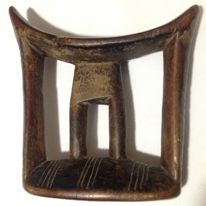 African Tribal Ethiopian Carved Wooden Headrest, Ethnographic Antique Headrest for Turkana/Samburu/Rendile Men, Hand Carved Wooden Headrest
