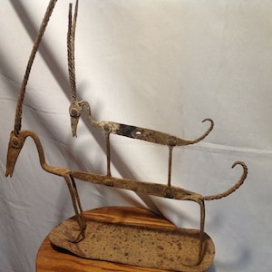 19-20 siglo Bamana Mali chi wara antilopem figura de hierro 37x42 cm