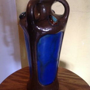 Art Nuveau Bretby Art Pottery 3 handled Vase c1900 23cm height