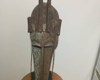 Mali Warka Marka Carved Wood and Metal Mask 65 cm height