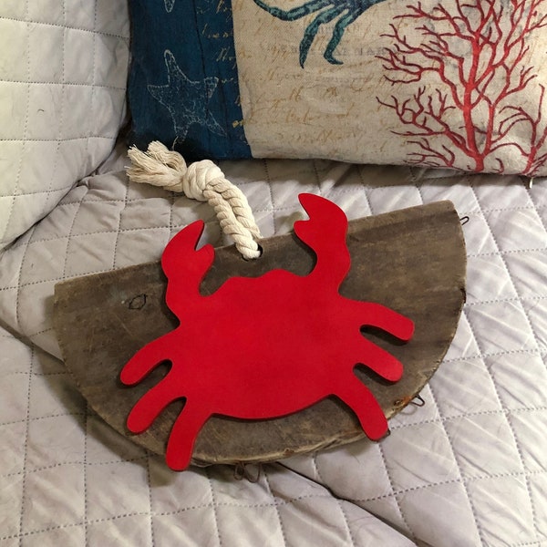 Distressed Chesapeake Bay crab sign, coastal decor, kitchen sign, tiki bar sign, cabana sign, nautical sign, repurposed, upcycled wood