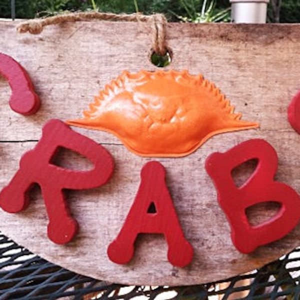 Distressed Chesapeake Bay crab sign, coastal decor, kitchen sign, tiki bar sign, cabana sign, nautical sign, repurposed, upcycled wood