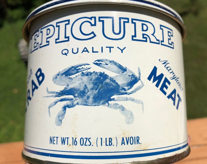 Epicure Crab Meat Tin Can 1lb J.M. Clayton Cambridge MD Seafood Tin