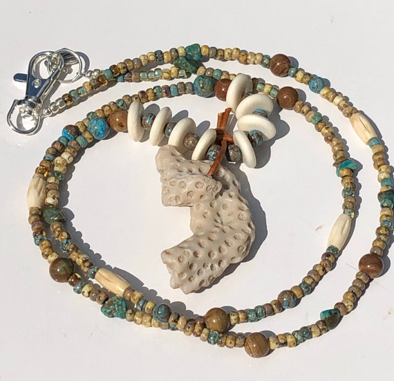 Fabulous Fossil Coral, Turquoise, and Blue Green Calsilica Heishi