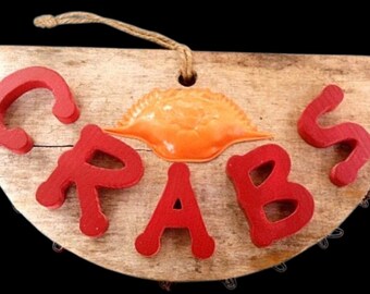 Distressed Chesapeake Bay Crab Sign, Upcycled Nautical Decor