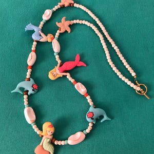 Little Mermaid Disney Ariel treasure necklace jewelry starfish seashell dolphin girls beach jewelry birthday gift