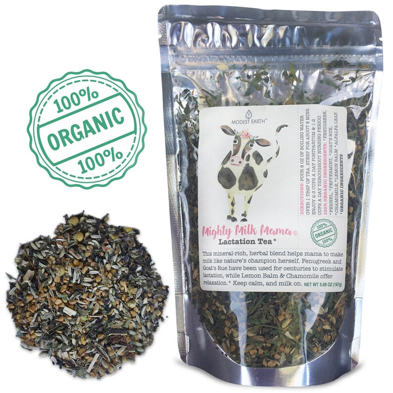 Nursing Support Tea Modest Earth Mighty Milk Mama 100 Organic Herbal Lactation Remedy Postpartum Care Fenugreek Goats Rue - 