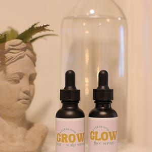 Blue Tansy Nourishing Glow Serum Serum for All skin types, Rosemary Hair Growth Serum bundle. Skincare set. Self-care routine.