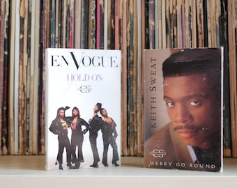 Vintage Pair of 90's R&B Cassette Singles, "Hold On" by En Vogue and "Merry Go Round" Keith Sweat