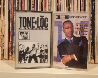 Vintage Pair of 90's Hip Hop Cassettes & Singles, "Please Don't Hurt Em Hammer" by MC Hammer and "Wild Thing" by Tone Loc