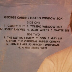 Vintage Vinyl: George Carlin - Toledo Window Box - Komedi Vinyl LP - 1974 (Originalpressning) bild 3